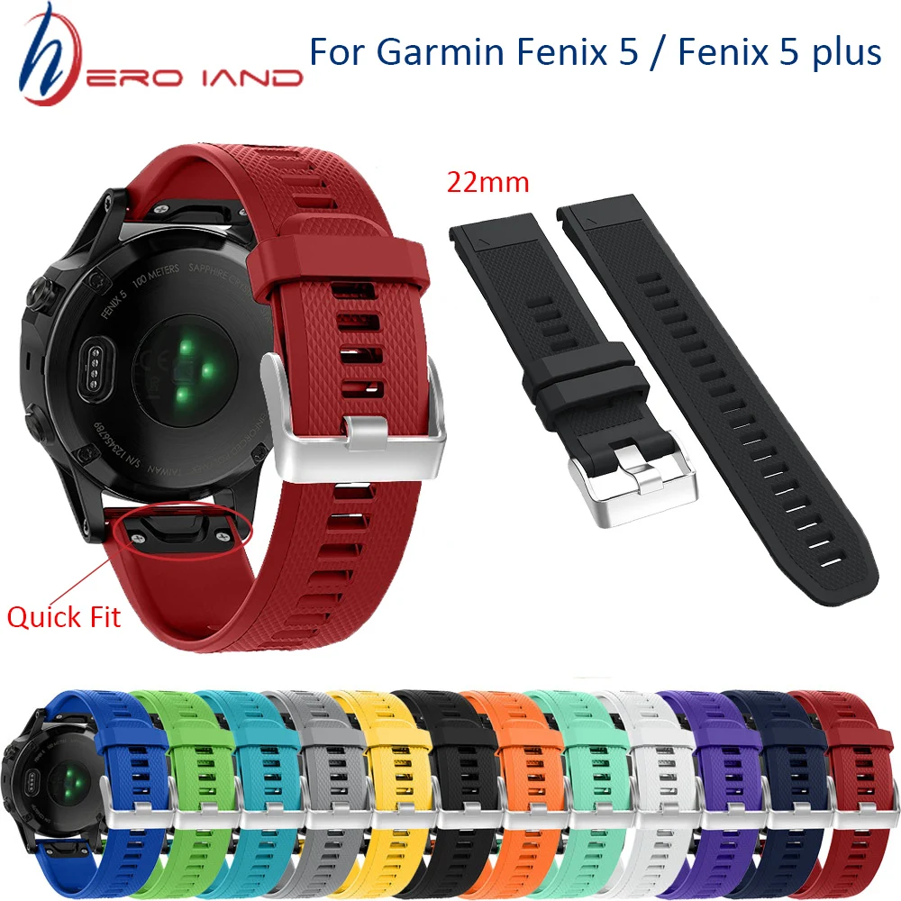 22 мм ремешок для часов Garmin Fenix 5/5 Plus быстросъемный силиконовый Easyfit браслета