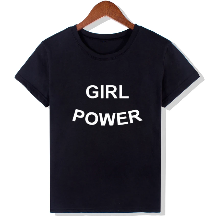

YEMUSEED Girl Power T Shirt Women 2017 New Female T-shirts Clothes Lovers Women Casual White Black Tee Shirts WMT324