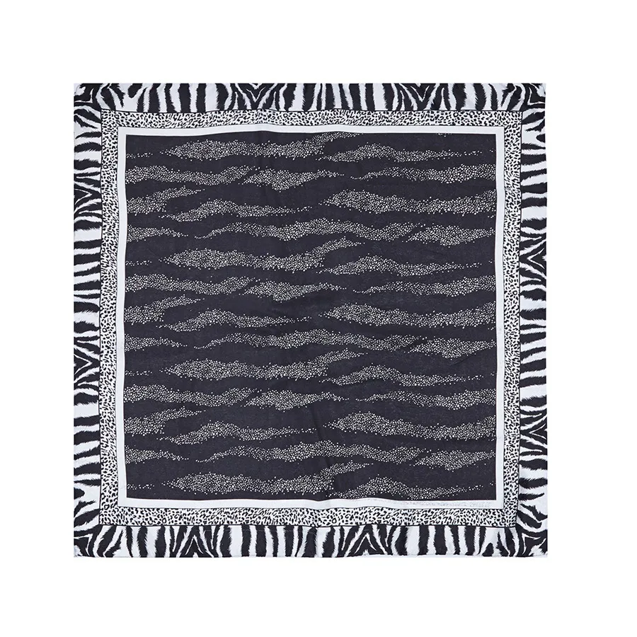 Luxury Leopard Printed Scarf Women Classic Black White Striped Square Scarves Unisex Decorative Silk Neck Satin Bandana |
