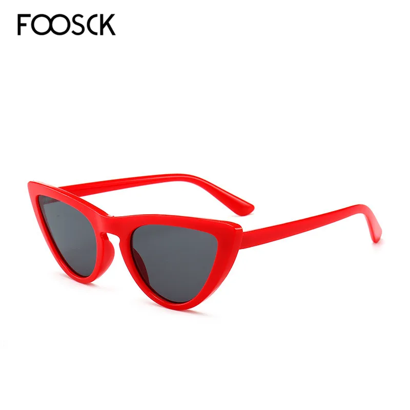 FOOSCK кошачий глаз тени для женщин модные солнцезащитные очки Женские винтажные Ретро очки с дизайном «кошачие глаза» Oculos Feminino UV400 Защита объектива - Цвет линз: C7RedBlack