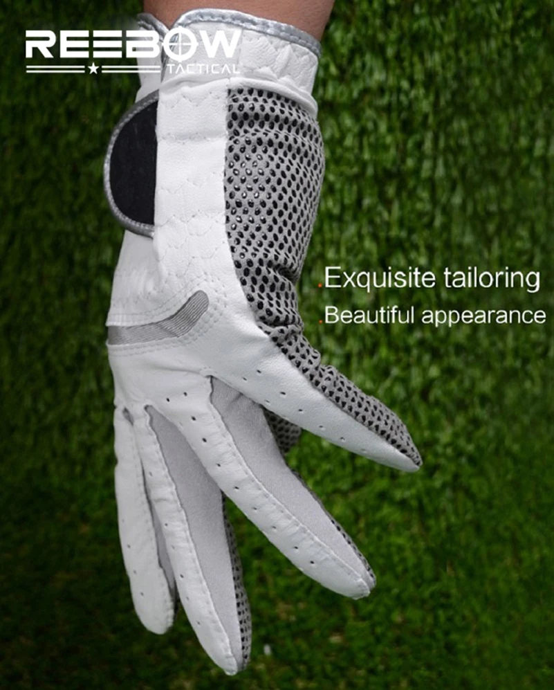 

one pair of Genuine Leather White Golf Gloves High Quality Soft Breathable Sheepskin Men Women Sports Outdoor