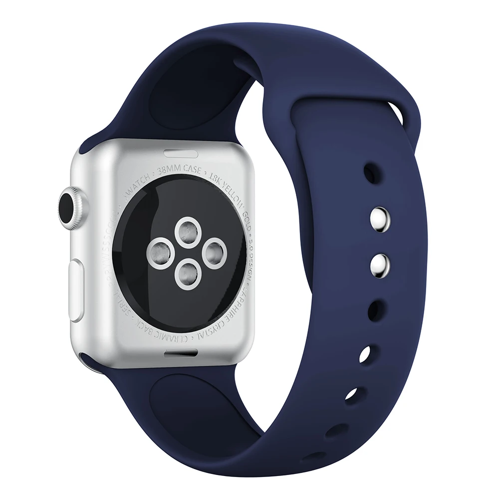 Спортивный ремешок для Apple Watch 38 мм 40 42 44 с двойной пряжкой резиновый силиконовый