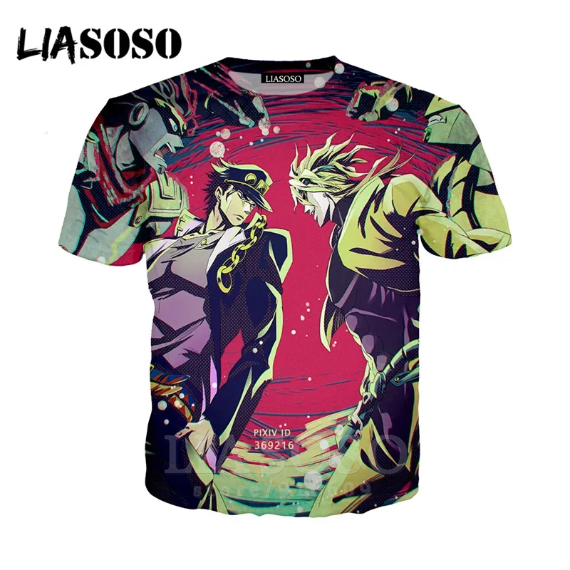 8 LIASOSO, аниме, 3d принт, футболка для мужчин и женщин, Harajuku, joJo's, хип-хоп, причудливый, homme Adventur, футболка, рок, футболки, homme, футболка E835 - Цвет: 8