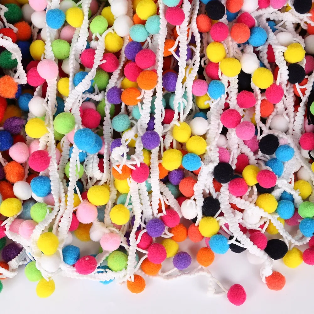 Шаровая лента с бахромой Ширина 20 мм Микс милый помпон аксессуары для шитья