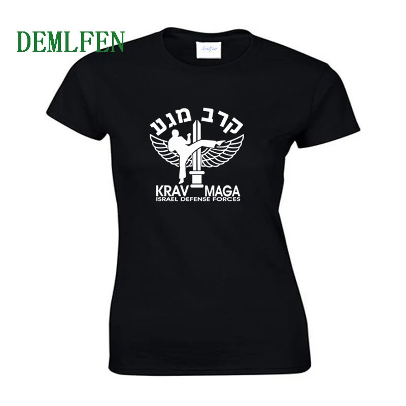 Новая женская хлопковая футболка с коротким рукавом футболки принтом Krav Maga