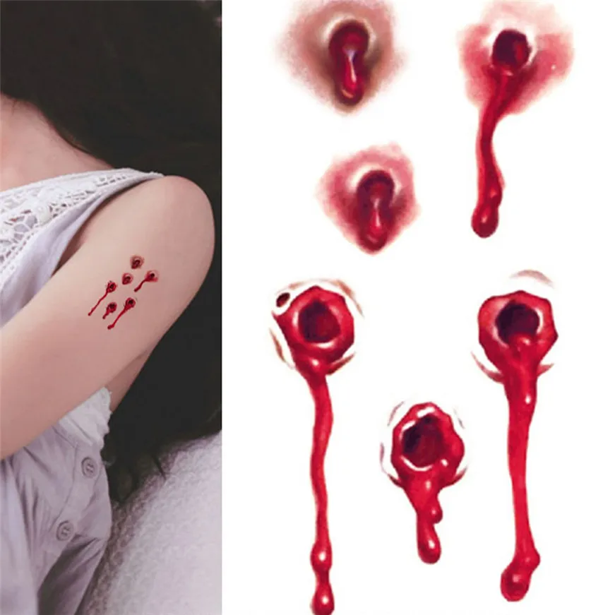 2017 hot tattoo 10PC Wound Scab Blood Halloween Scar Tattoos Temporary Sticker Decor | Красота и здоровье