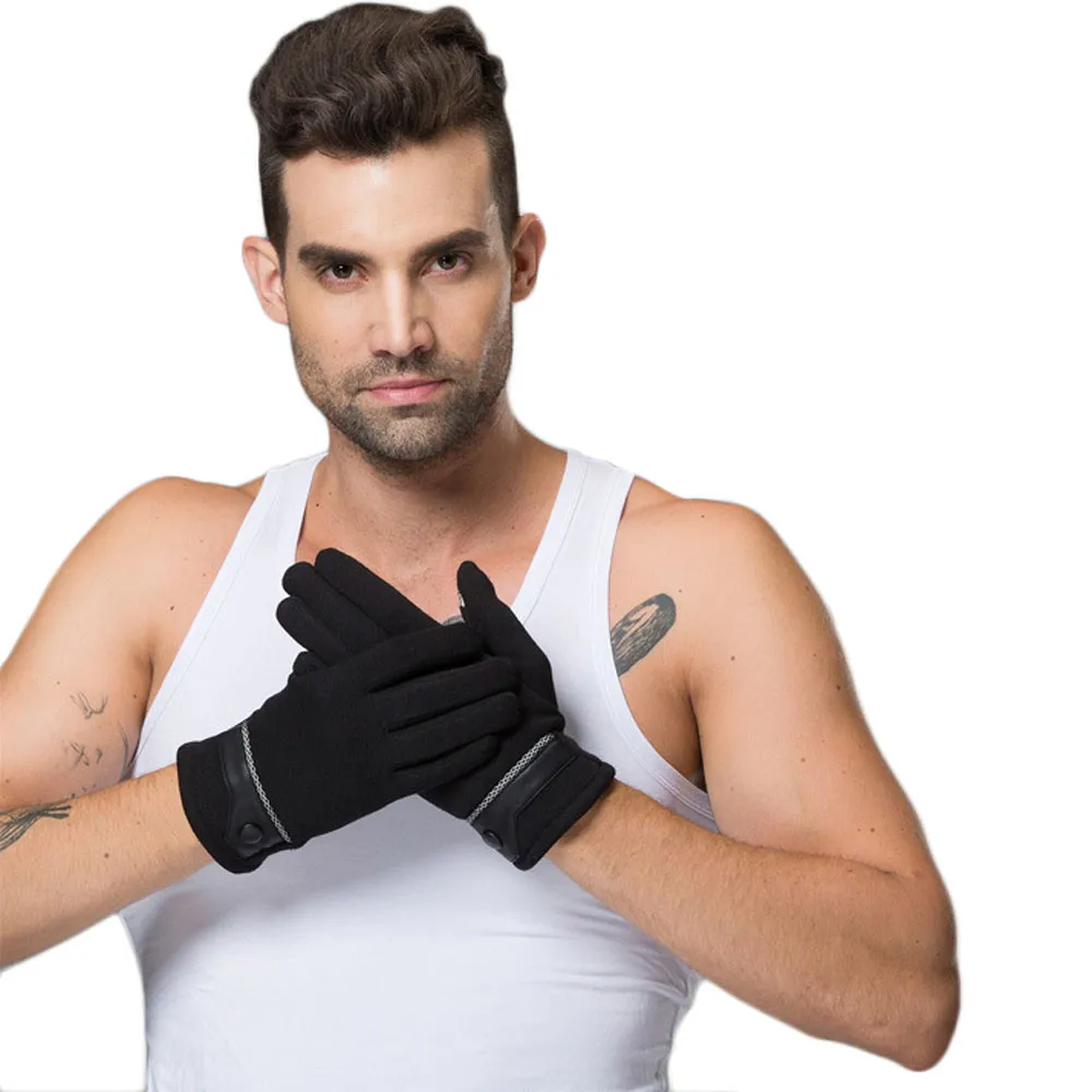 Зимние мужские перчатки guantes теплые кашемировые для смартфона с сенсорным