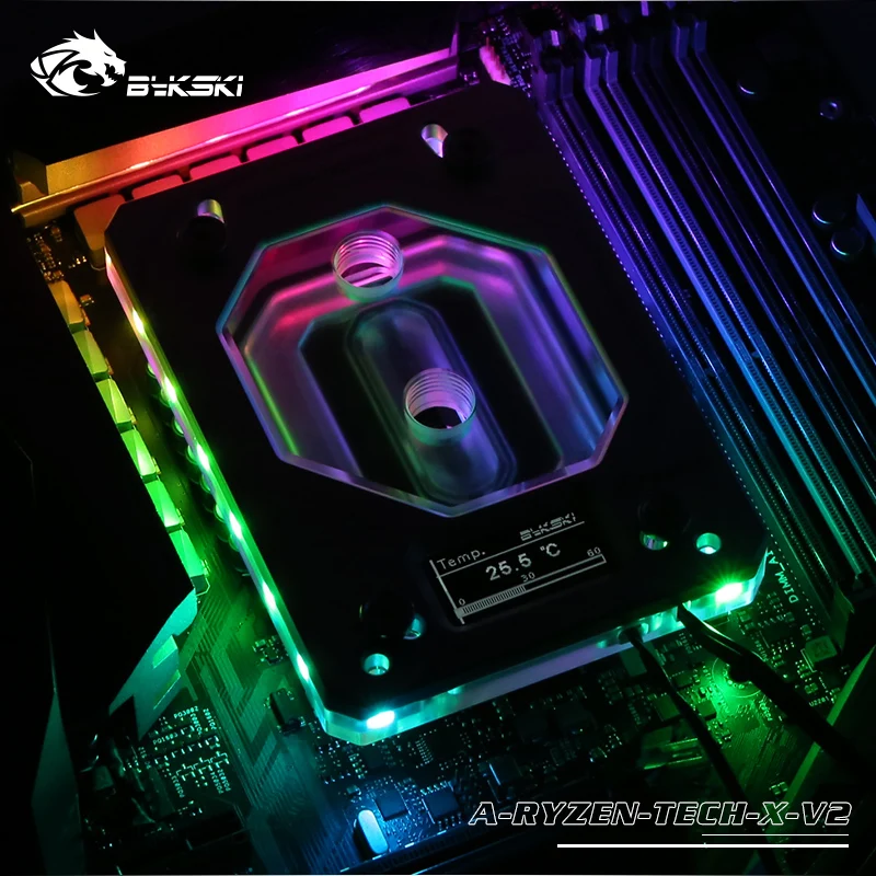 Bykski CPU водный блок A RYZEN TECH X V2 цифровой дисплей OLED для AMD AM3 + AM4 AURA поддержка водяного