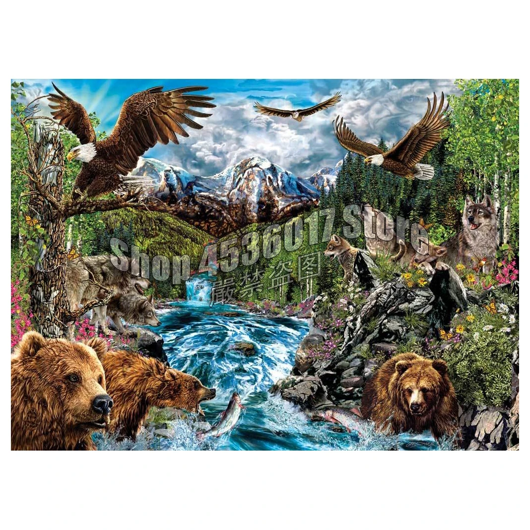 

River Of Life,Diamond Embroidery DIY,Diamond Painting,Full,Cross Stitch,Diamond Mosaic Set,Birds Wild Life Wolves,Home Decor