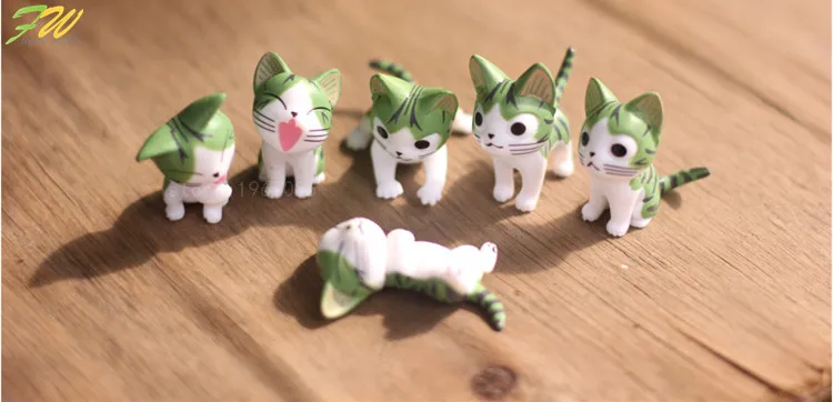 Миниатюрные фигурки кошки с сыром (6 шт./лот) игрушки Милая модель детские 4 см ПВХ