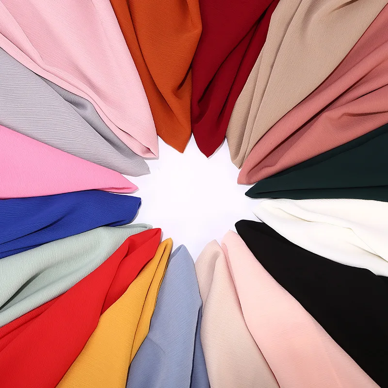 

Malaysia Wrinkle Monochrome Chiffon Scarf New Texture Of Material Ventilation Fold Woman Hijab Muslim Dress Headscarf Wholesale