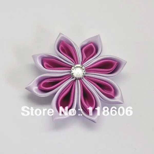 

Ribbon Daffodil Flower Pinwheel Ribbon Hair Clip With Rhinestone For Kids