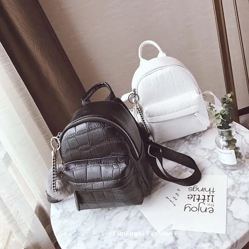Рюкзак из искусственной кожи с помпоном для волос, женские рюкзаки Mochila для путешествий, школьные сумки для девочек, мини-рюкзак bolsas femininas