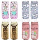 Носки женские, для мальчиков и девочек, с 3D-принтом, с рисунком мультяшной альпака