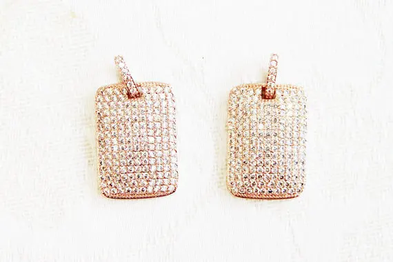 

CZ Micro Pave 18x27mm Rectangle Tag Pendant with CZ Bail