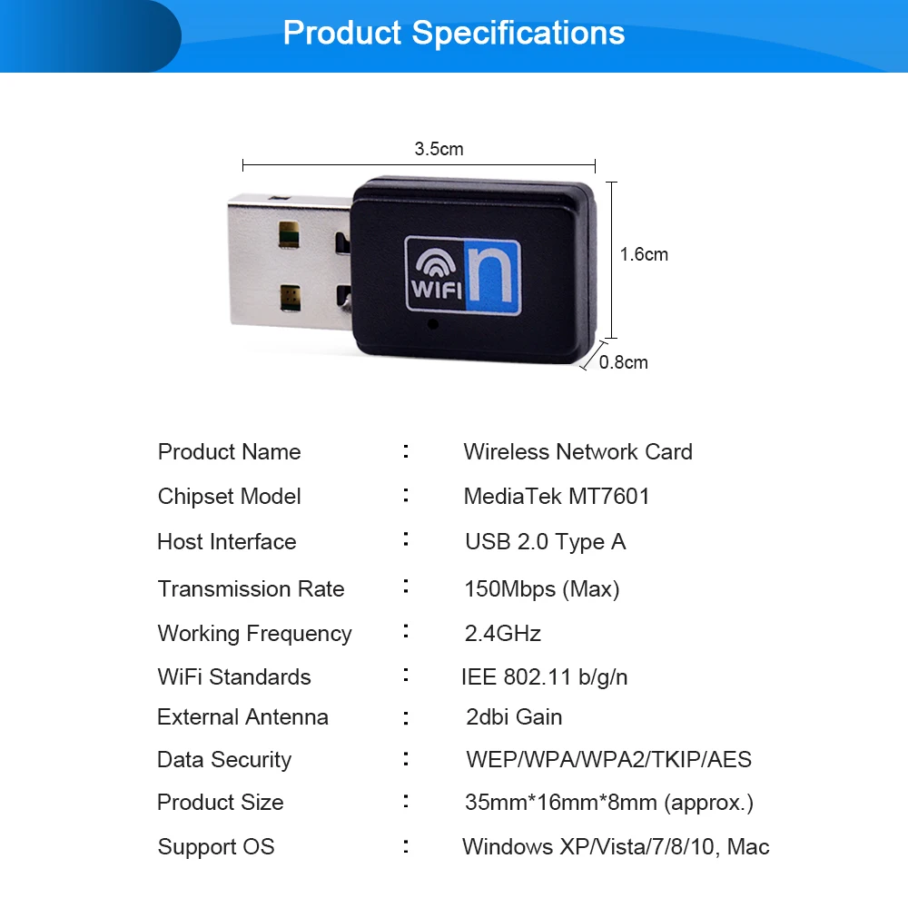 Мини USB Беспроводной Wi-Fi адаптер 150 Мбит/с антенны 802.11n адаптера Ethernet LAN сетевая