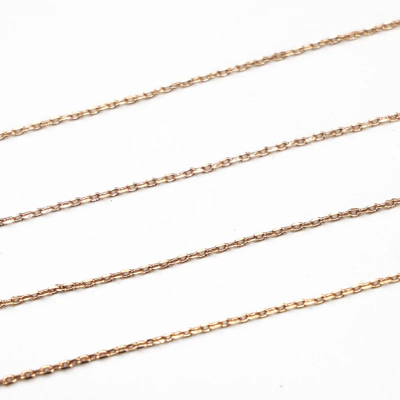 

1mm Romantic Rose Gold-Color Stainless Steel Chain Necklace For Women Exquisite Chains Gifts Choker Lady Jewelry 18inch B3370