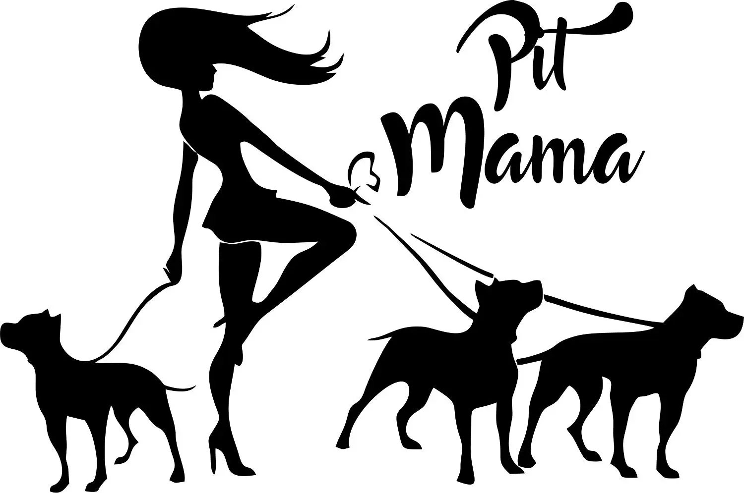 

Tshirt Rocket Pit Mama Pitbull Decal - 3 PITBULL Dogs Vinyl Car Decal, Laptop Decal, Car Window Sticker (10", Black)