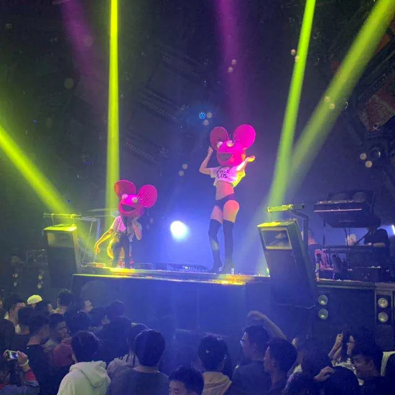 DJ шлем в виде кролика дэдмау маска Банни Вечеринка мертвая мышь светится темноте
