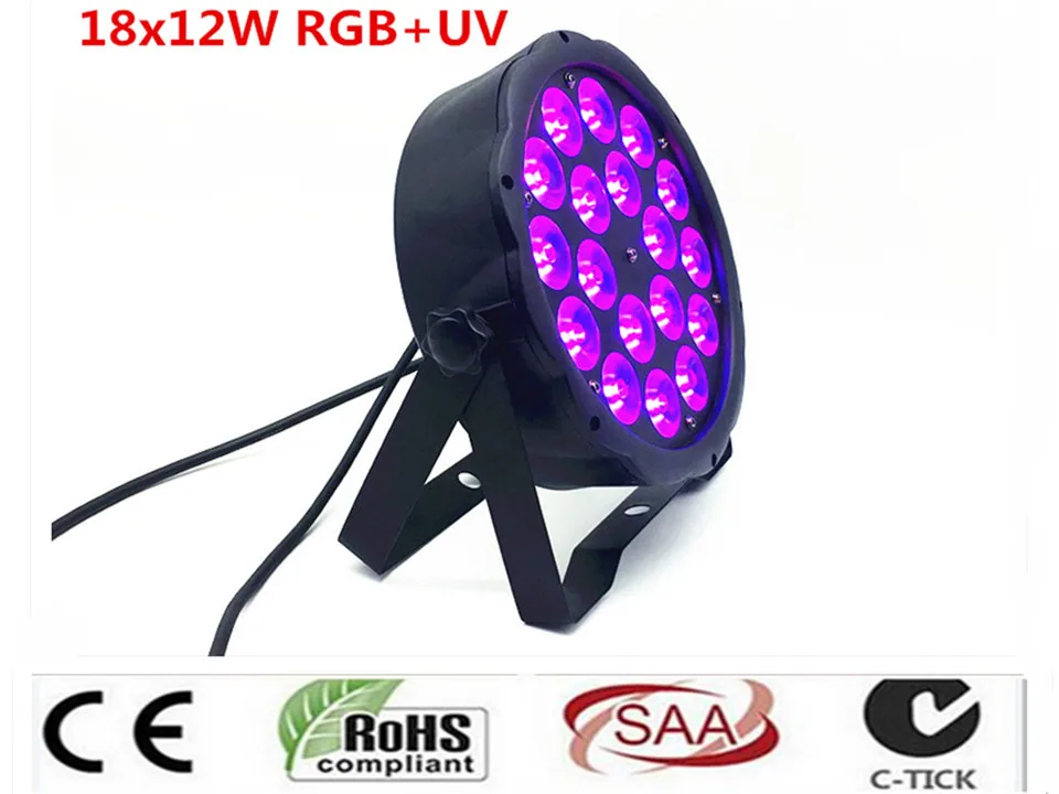 10 единиц/лот 18X12 Вт RGB + УФ 4 в 1 16 бит Светодиодная лампа для ночного освещения