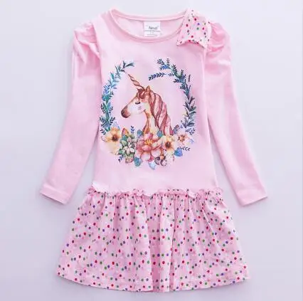 LH5308 pink Платье с длинными рукавами и рисунком единорога для девочек; платье для малышей с рисунком Маленького Пони; хлопковое осеннее дышащее платье средней длины для девочек; LH6219 - Цвет: LH5308 pink
