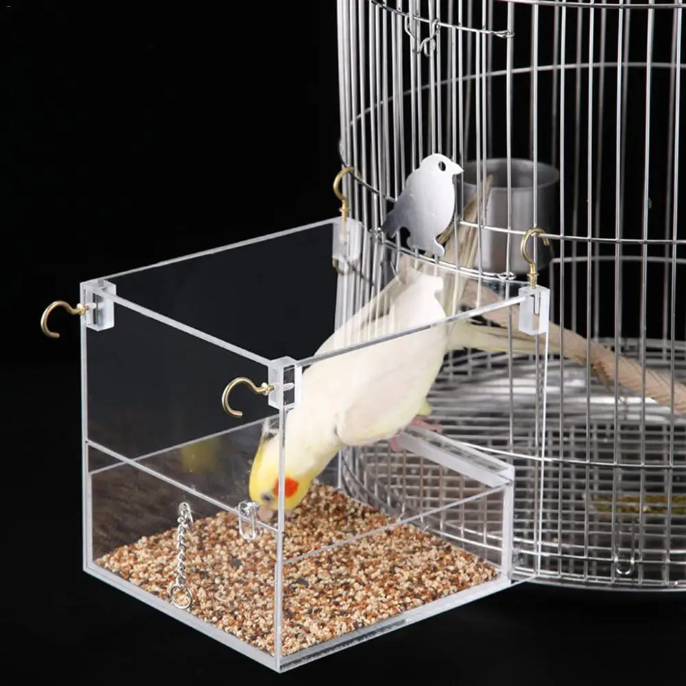 Automatic Birds Feeder Automatic Parrot Feeders Acrylic Hanging Bird Bath Cage Accessories For Bird Feeding And Bathing New