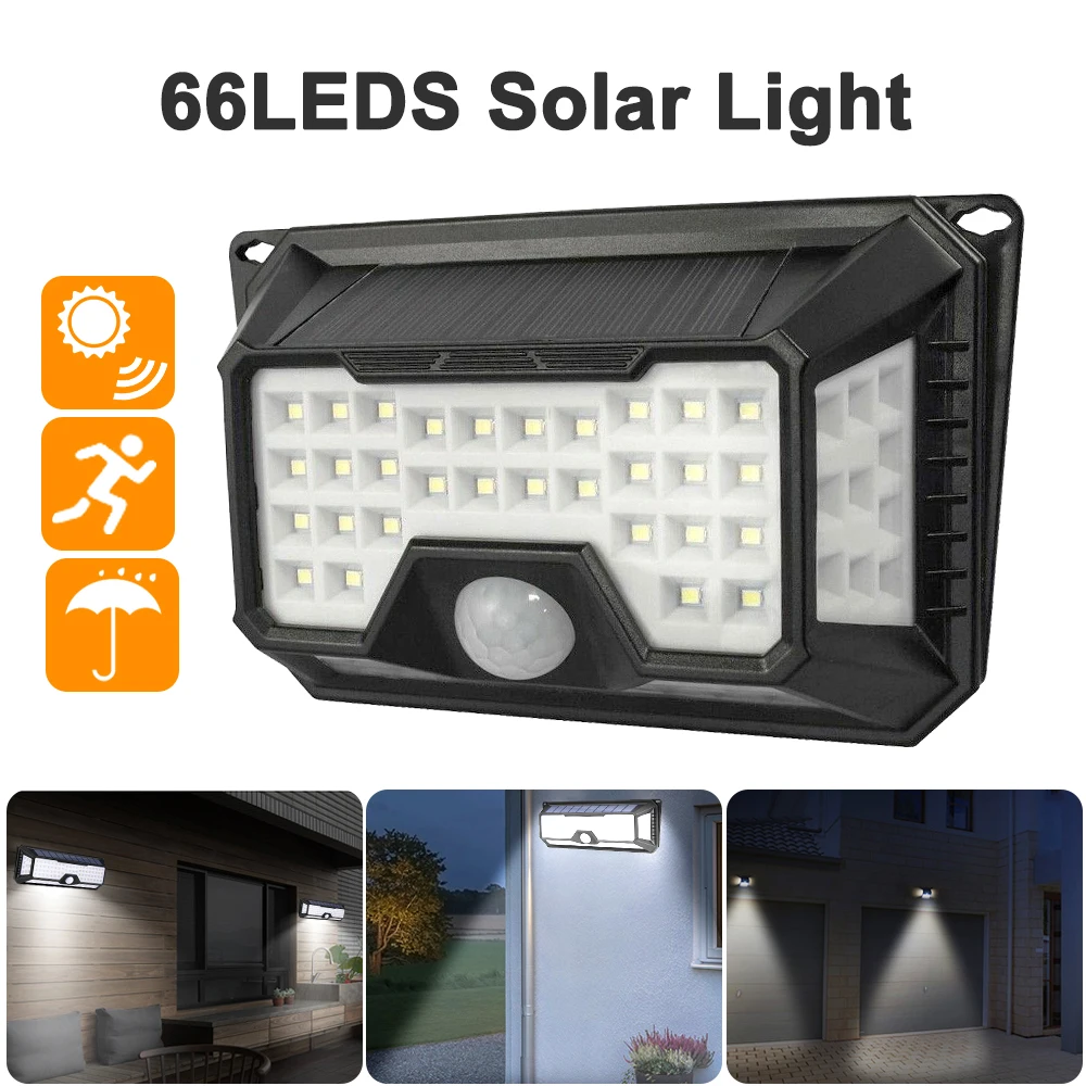 66 LED Solar Light Outdoor Lamp PIR Motion Sensor Wall Waterproof Powered Sunlight For Garden Decoration | Лампы и освещение