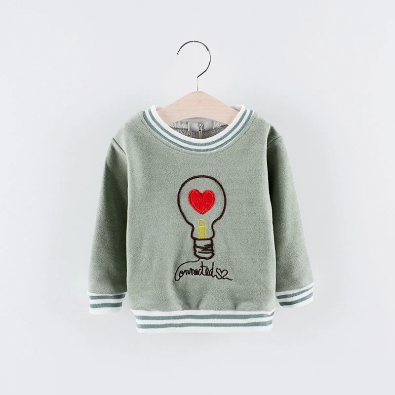 New Autumn spring baby's boys Kids children Cartoon light bulb embroidery long-sleeve o-neck Tops basic t-shirt C398 |