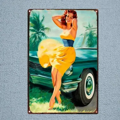 DU1198 PIN UP GIRL жестяная вывеска металлическая пластина железная живопись Гостиная стены бар кофе домашнего искусства Ремесло Декор 30X20 см DU-1186 - Цвет: DU1198