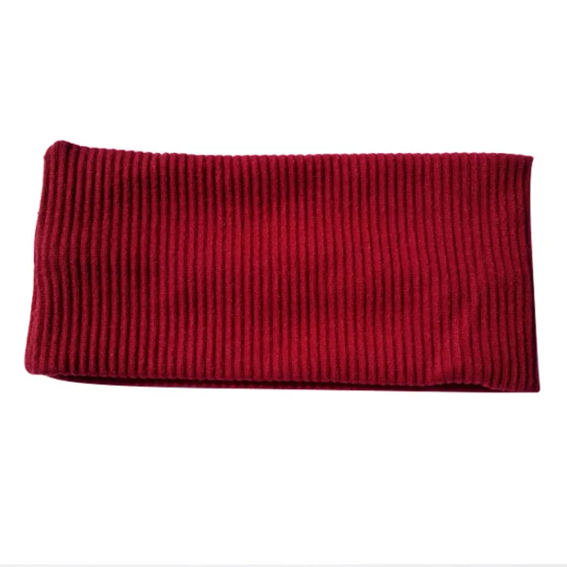 style 2 wine red Зимняя женская повязка на голову тюрбан однотонная вязаная ребристая Теплая повязка на голову с ушками широкие эластичные резинки для волос повязка на голову для девушек и девушек головной убор - Цвет: style 2 wine red