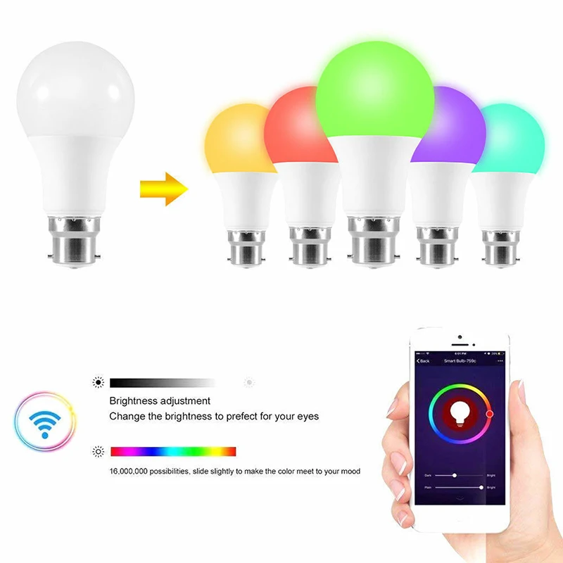 B22 умный пульт дистанционного управления Bluetooth волшебный светодиодный RGB Лампочка 16 цветов Изменение Затемнения Смарт wifi штепсельная розетка стандарта Великобритании для Alexa Google Home