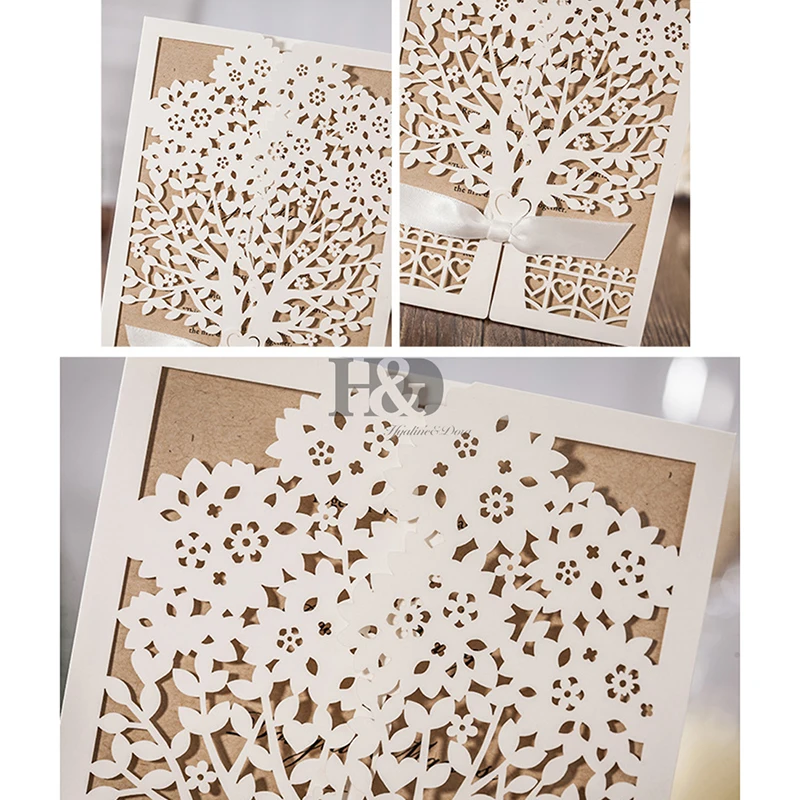 Набор свадебных приглашений H &amp D в деревенском стиле с лазерной огранкой и