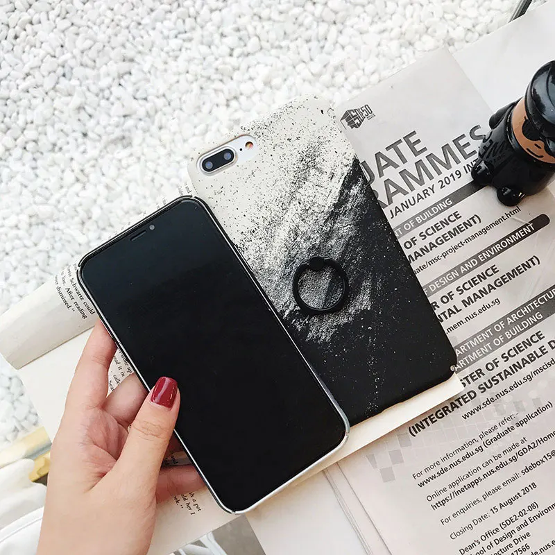 Boucho Ring Grip Case For iPhone 7 8 6 6s Plus Matte Phone X XS MAX XR Vintage Starry Sky Cover With Finger |
