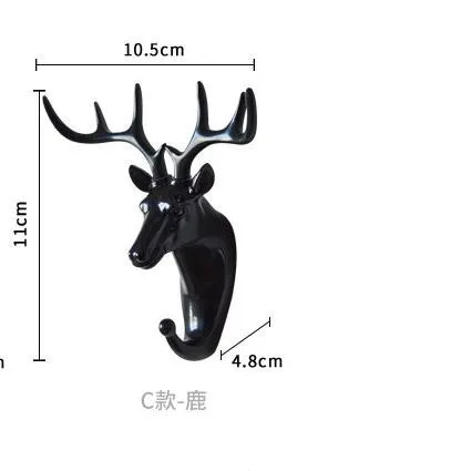 black deer ROTOCAST материал светильник Защита окружающей среды животное крюк украшение дома настенный хранения носорог моделирование настенный подвесной - Цвет: black deer