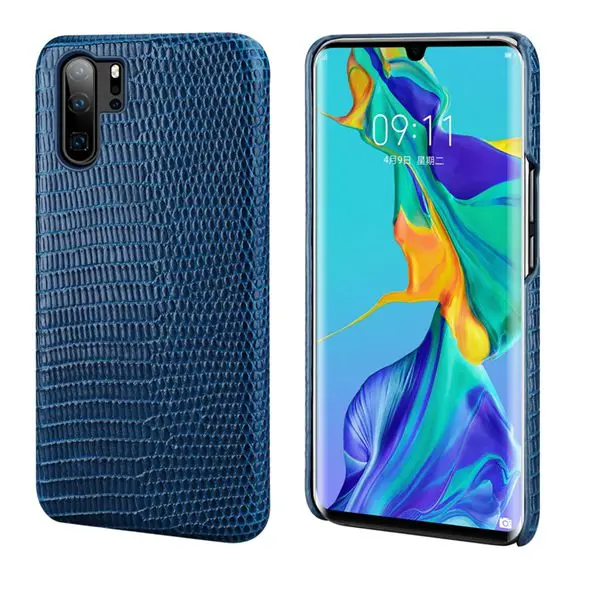 blue Чехол из натуральной кожи P30 Pro Lizard для huawei P30 для huawei P20 Pro настоящая кожаная задняя крышка для huawei mate 20 Pro mate 20RS - Цвет: blue