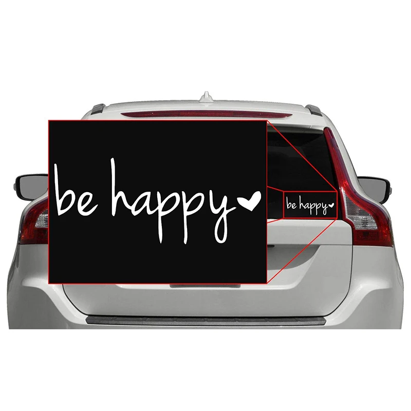 15*6.3cm Funny Be Happy Car Sticker Decal Cars Trucks Vans SUVs Windows Walls Laptops White Rear windshield | Автомобили и