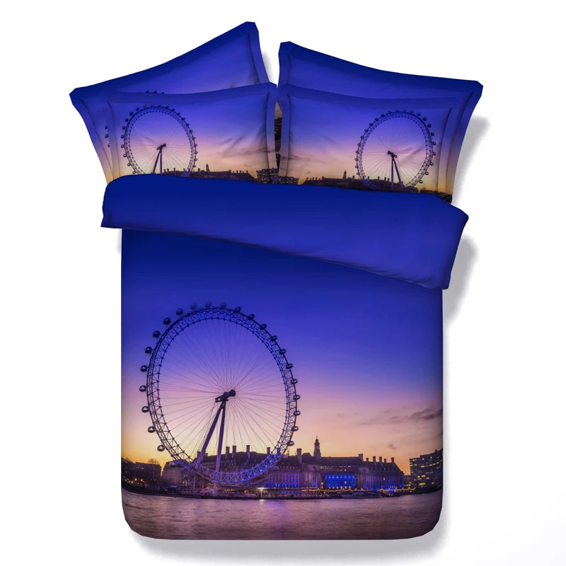 4 шт хлопок 3d колесо обозрения/пляж/коляска/револьверный комплект постельных