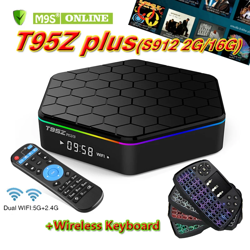 T95Z PLUS Android 7 1 ТВ приставка Amlogic S912 Восьмиядерный 2G 16G 2 4G 5G WiFi Bluetooth KD17.3 медиаплеер A3 с