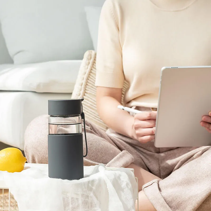 Xiaomi Fun Home стеклянная Хрустальная бутылка для воды спортивная защитная сумка 350 мл