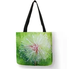 2018 Модные женские тоуты с принтом одуванчика, Экологически чистая льняная дорожная школьная сумка, сумка для обучения, Повседневная практичная для девушек