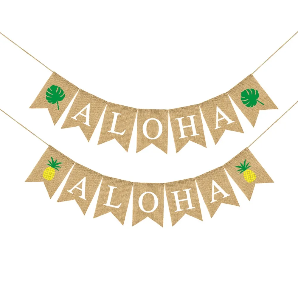 Гавайская джутовая гирлянда Luau Aloha флажки тропические летние пляжные украшения