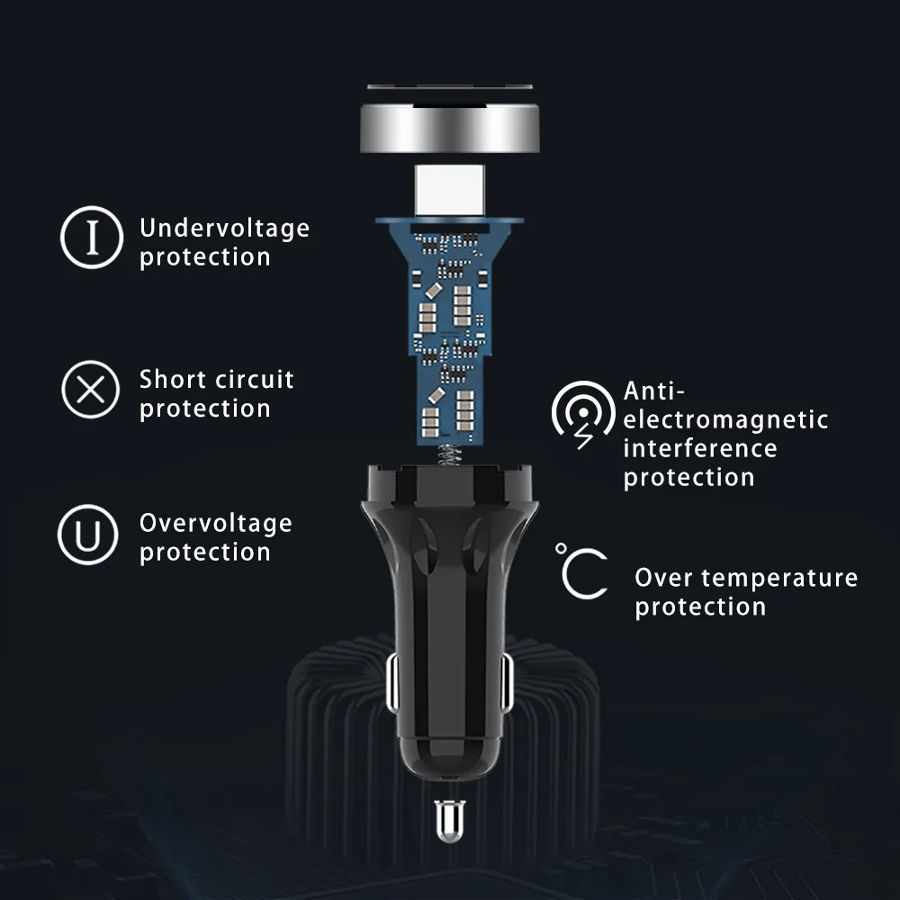 Автомобильное зарядное устройство Onever с двумя USB портами и светодиодным