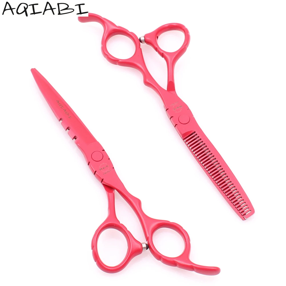 

Professional Hair Scissors 5.5" AQIABI Red JP Stainless Cutting Scissors Thinning Shears Hairdressing Scissors New Arrival A1010