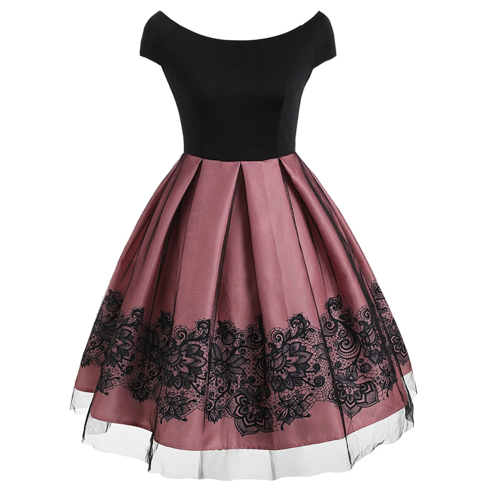 Женское Сетчатое винтажное вечернее платье летнее сексуальное ТРАПЕЦИЕВИДНОЕ