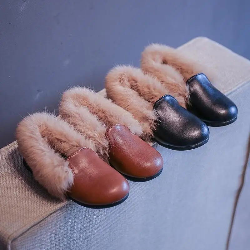 Новое поступление детская обувь на меху теплые Лоферы для мальчиков модная