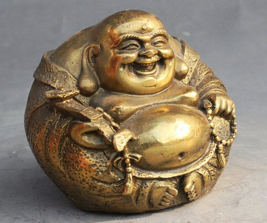 WBY---611 + китайский буддийский латунная фигурка Ruyi счастливый смех Maitreya статуэтка