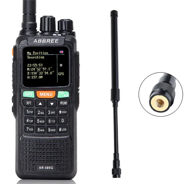 add goose antenna ABBREE AR-889G Walkie Talkie 10W GPS SOS Night Backlight Duplex cross band Repeater Hunting Ham Radio CB Radio Two Way Radio - Цвет: add goose antenna