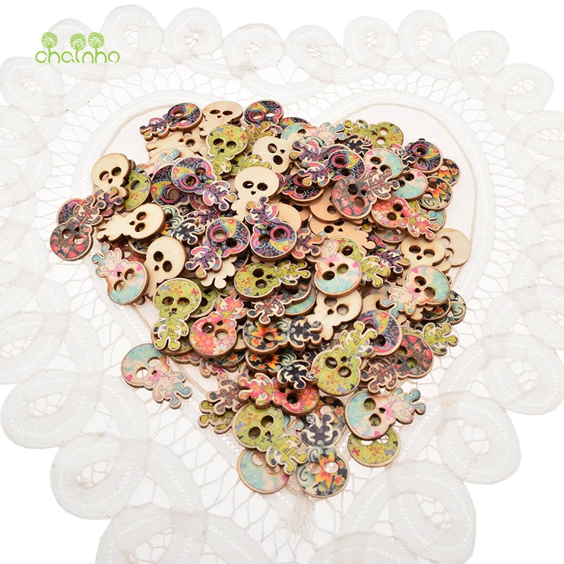 Смешанная 3 деревянная кнопка с отверстиями для самостоятельного скрапбукинга