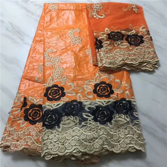 African Lace Fabric Guinea Bazin Riche Set With 2 Yard French Net 2018 Latest Getzner 16-8-1pp sky blue | Дом и сад