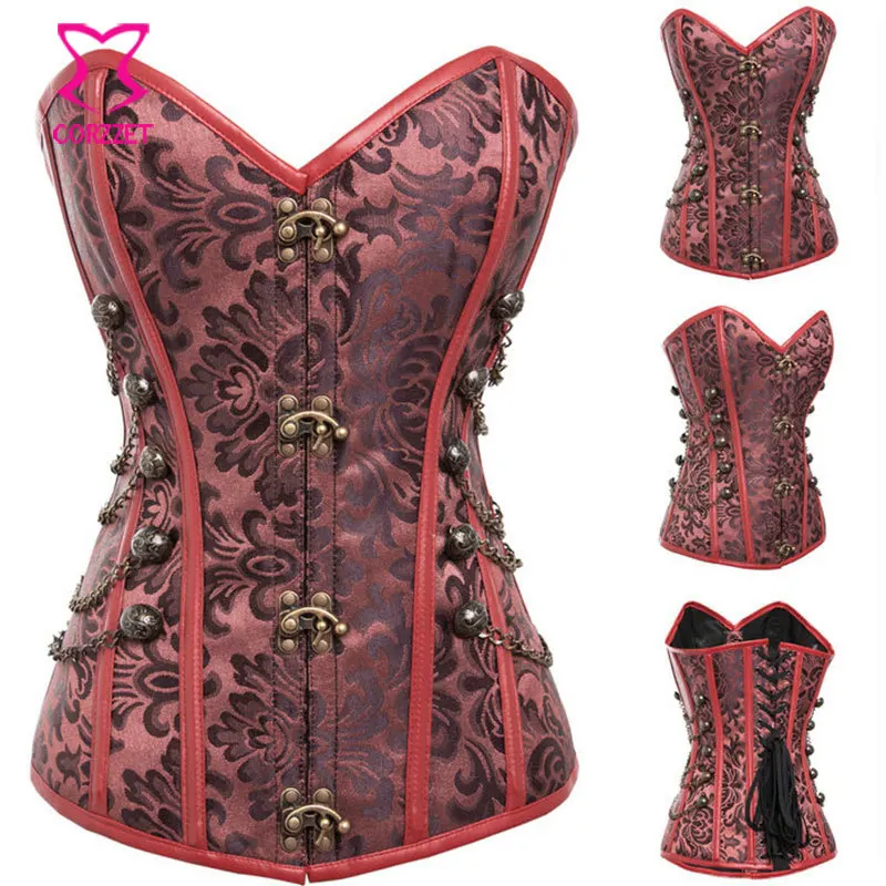 Корсеты и бюстье Corzzet черная парча в стиле стимпанк горячий Корректор тела со